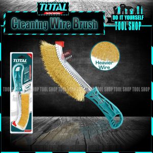 Total THT92102 Professional 225mm Hand Wire Brush Sc, Plastic Handle, Copper Wire Brush, for De-rusting and Polishing