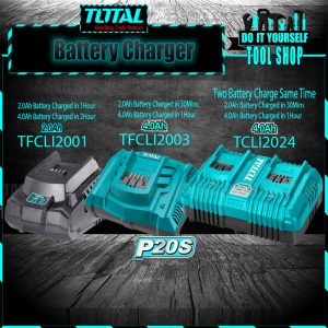 Total Fast Intelligent Battery Charger TFCLI2001 TFCLI2003 TCLI2024 For ingco and Total P20S 20V Cordless Tools