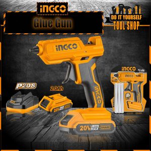 INGCO CGGLI2001 Lithium-Ion Glue Gun 3 Pcs Glue Stick with Battery & Charger