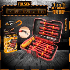 Tolsen 38016 13Pcs VDE Insulated Screwdriver Set CR-V Voltage 1000V Magnetic Phillips Slotted Torx Screwdriver