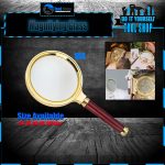 Protos Hand Held Wooden 90 mm Magnifying Lens Glass 10x Magnifier (Multicolor)