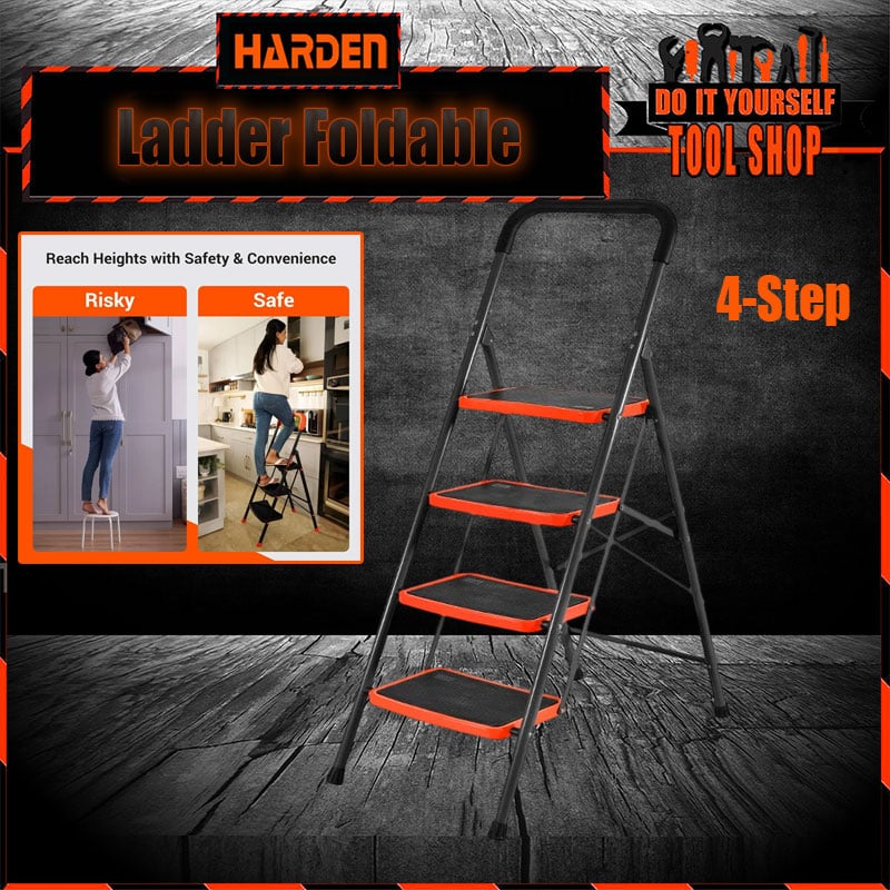 Harden 4 Steps Steel Ladder Foldable 624104 Harden 4 Steps Steel Ladder Foldable 624104