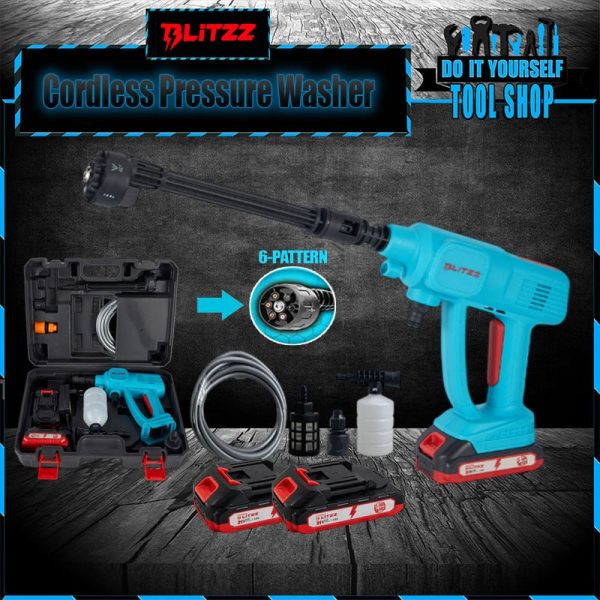 empty-Recovered Blitzz Original Cordless Lithium Pressure Washer 2x Battery - BT-CPW21C for Car, Lawn, Garden, Solar Washing