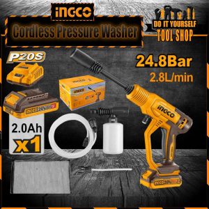 INGCO CPWLI20362 P20S Cordless Lithium-Ion Pressure Washer