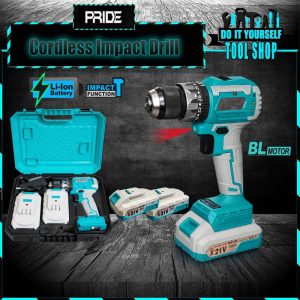 Pride lion Cordless Impact Drill Driver 21V Brushless - 2x Batteries with Case Lithium-Ion PL914W